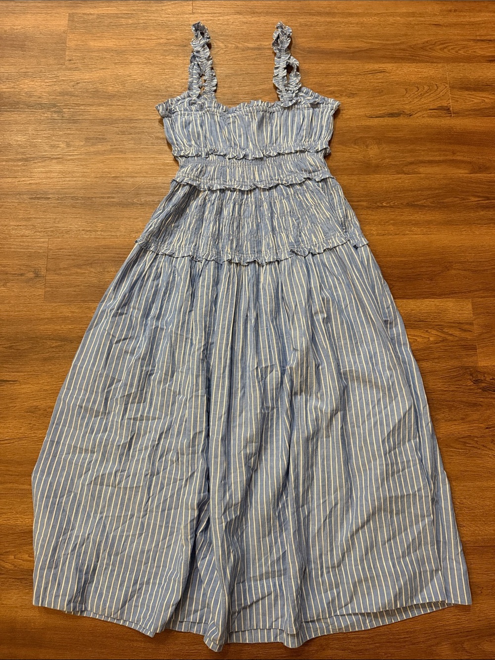 Doen Marianne Shirred Striped Cotton Poplin Midi Dress - Picture 8 of 8